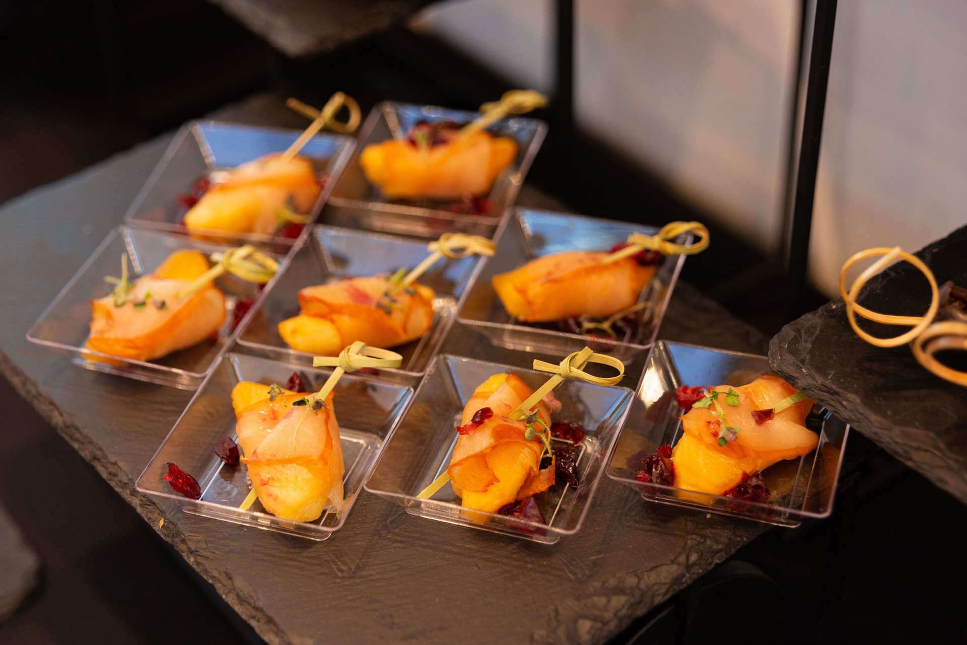 Elegant appetizer platter with salmon